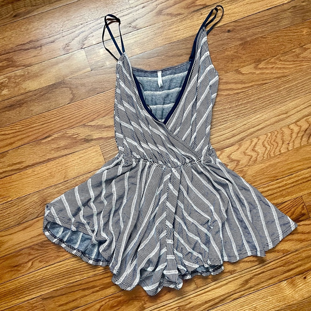 Navy and White Romper